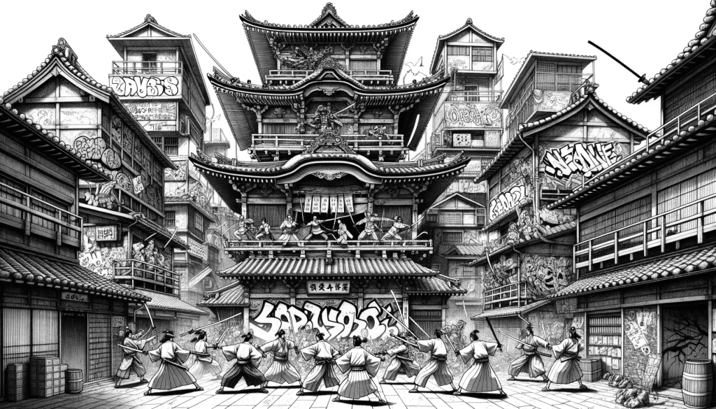 samurai champloo inspireret setting, hvor iklædningen er edo-inspireret japansk tøj