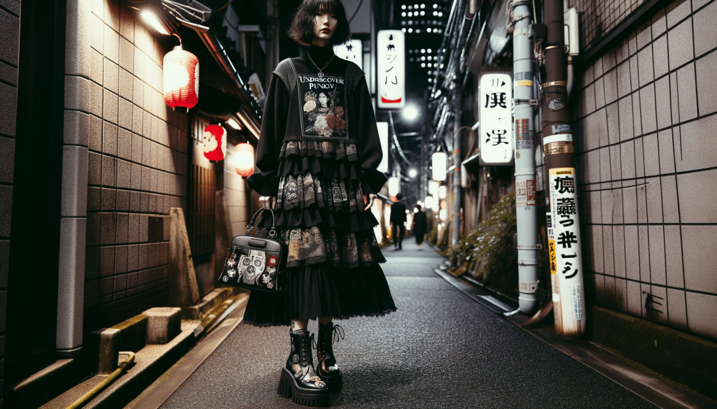 Ung kvinde iført typisk undercover-inspireret japansk streetwear